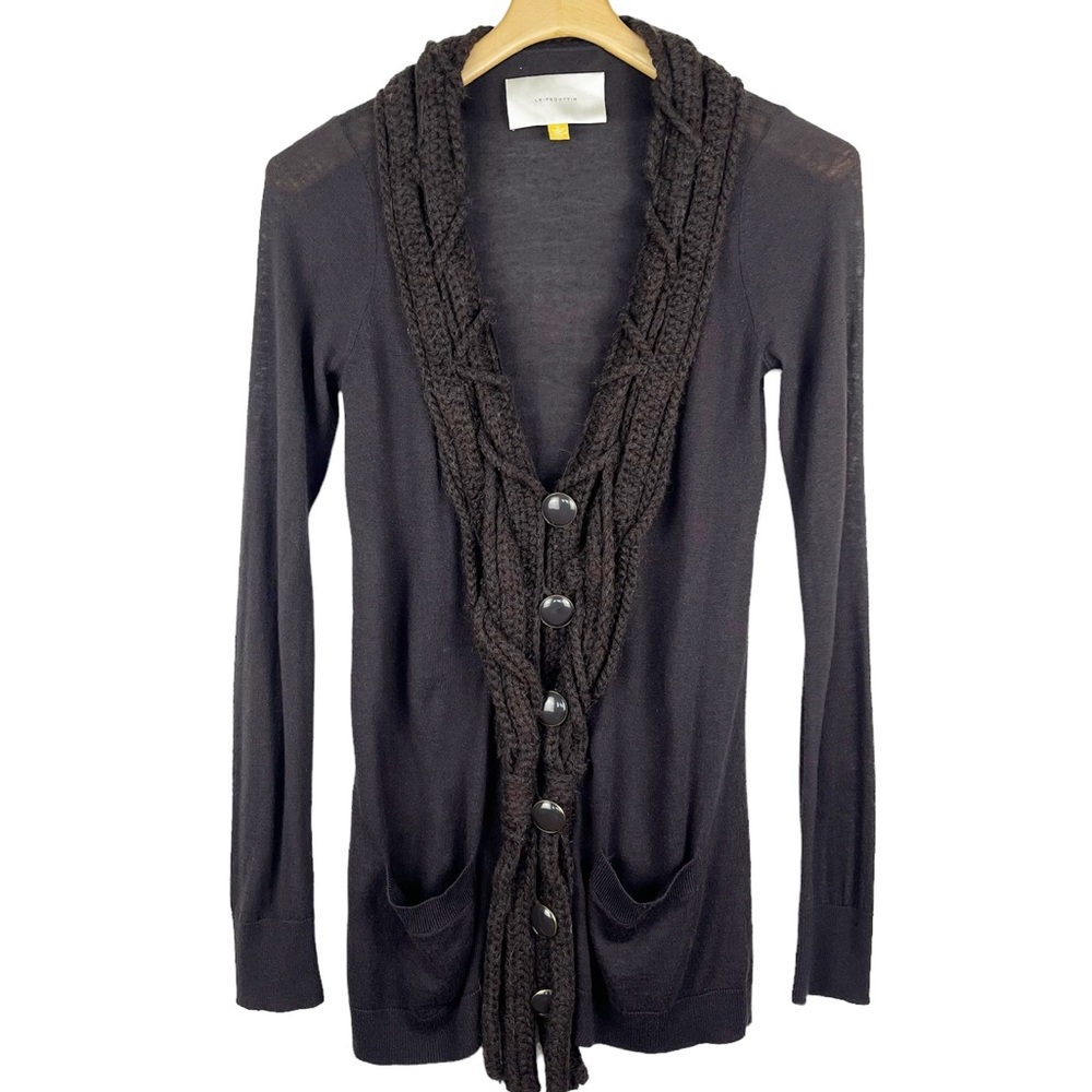 Leifsdottir Anthropologie Wool Blend Cardigan Sweater Brown Size Small
